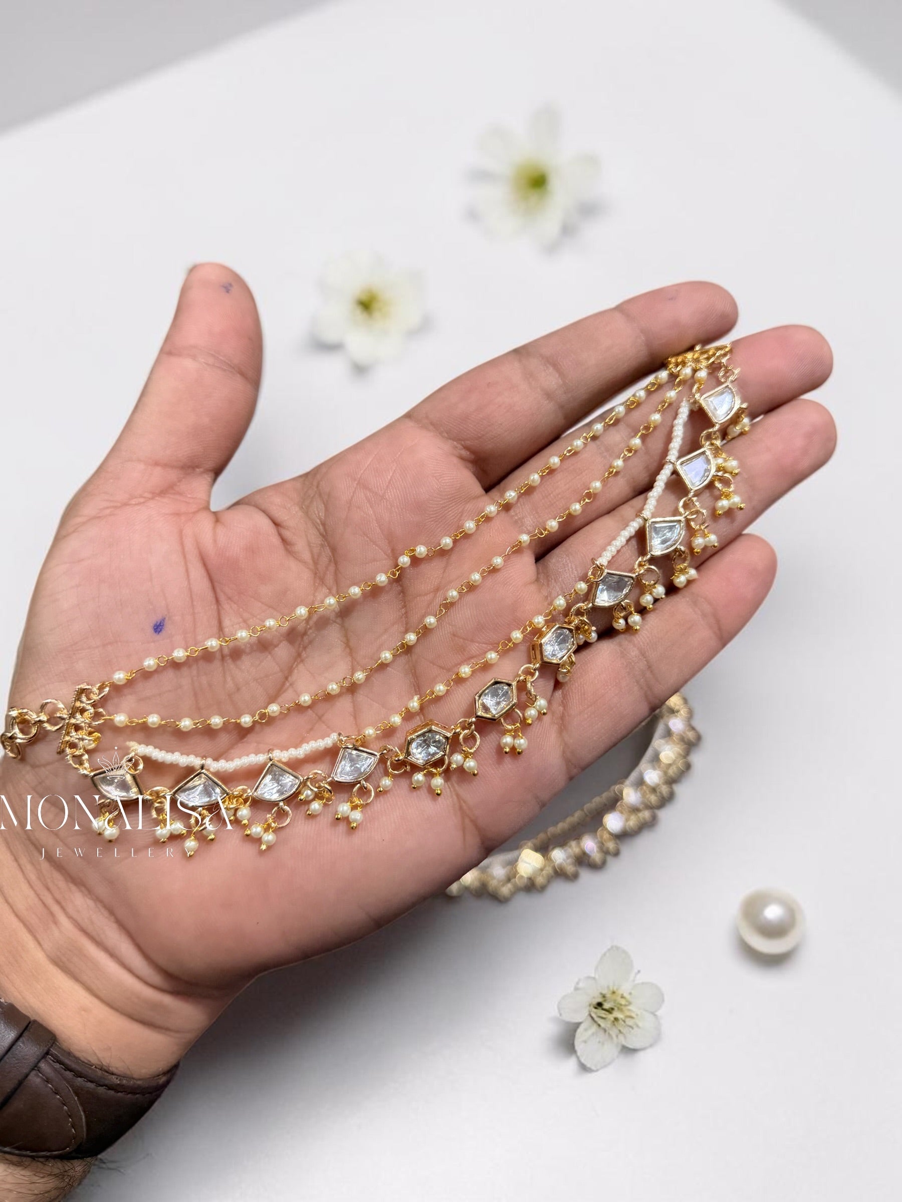 Hiral Polki Designer Ear chain