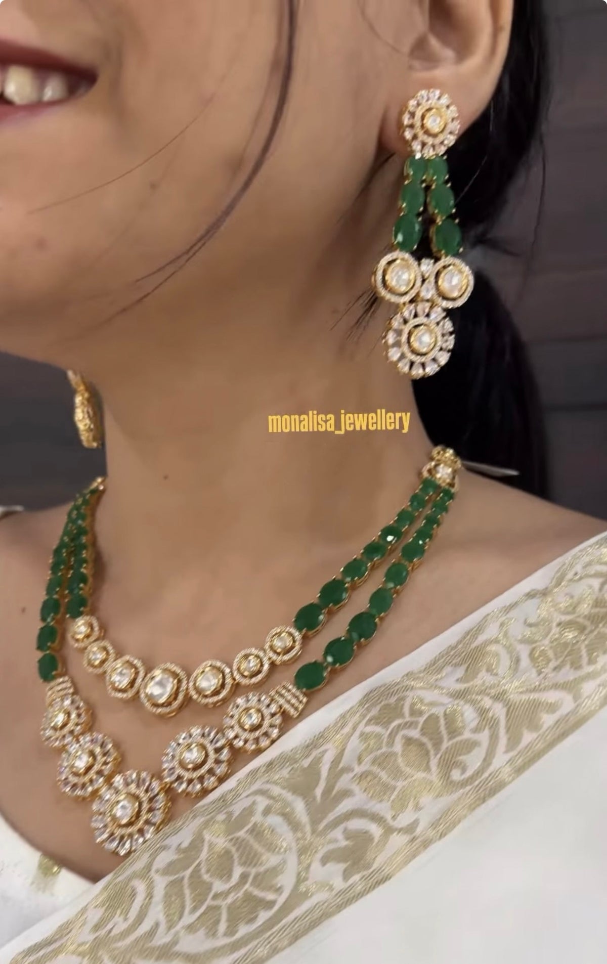 Shriya Green moissanite Necklace Set
