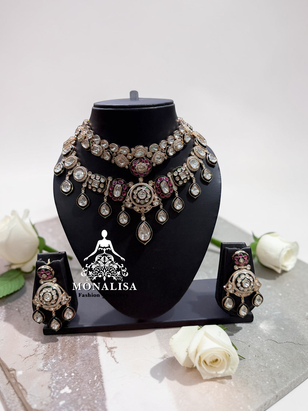 Ranisa polki Designer Necklace Set