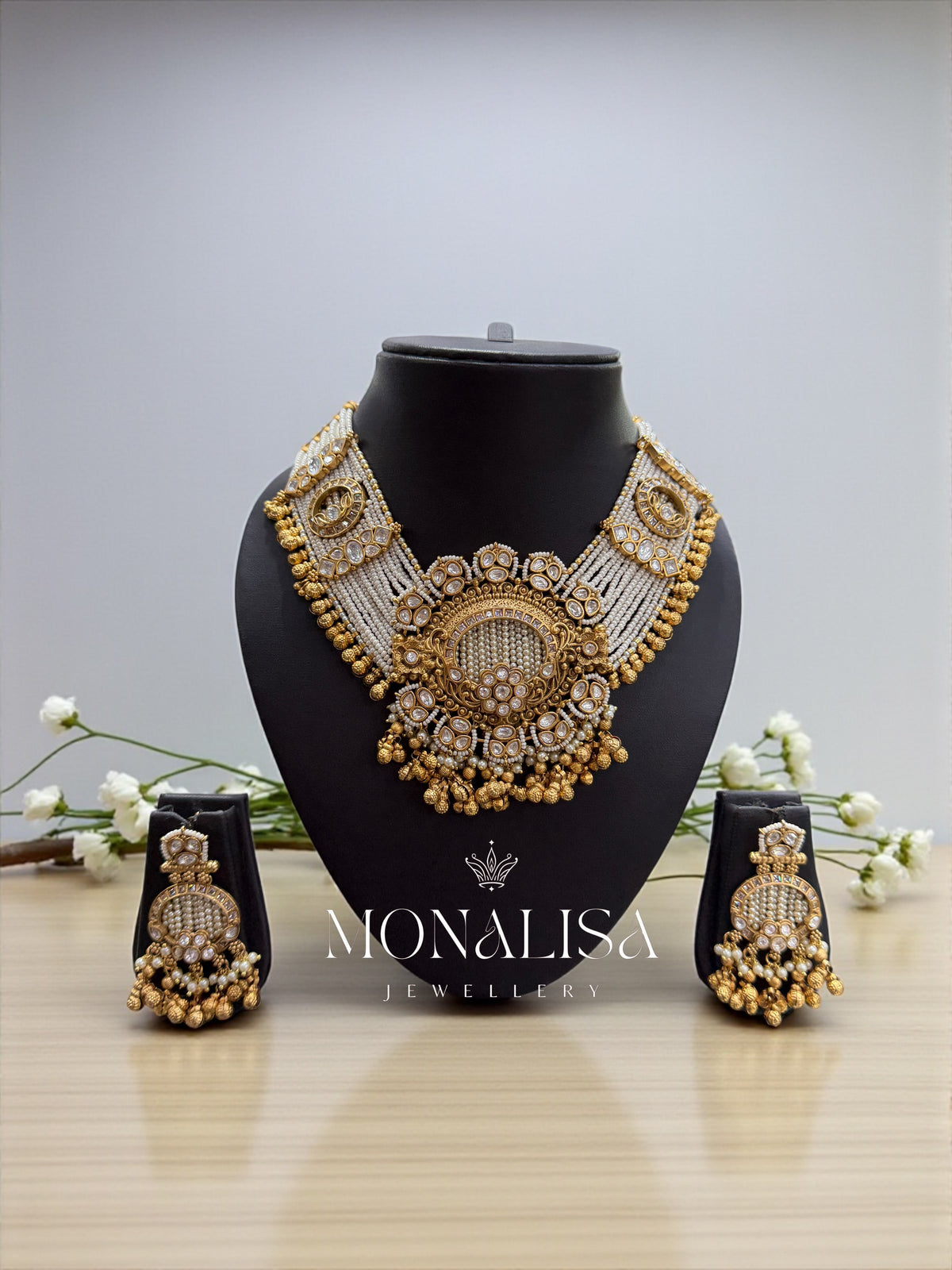 Jasli White Antique designer Necklace Set