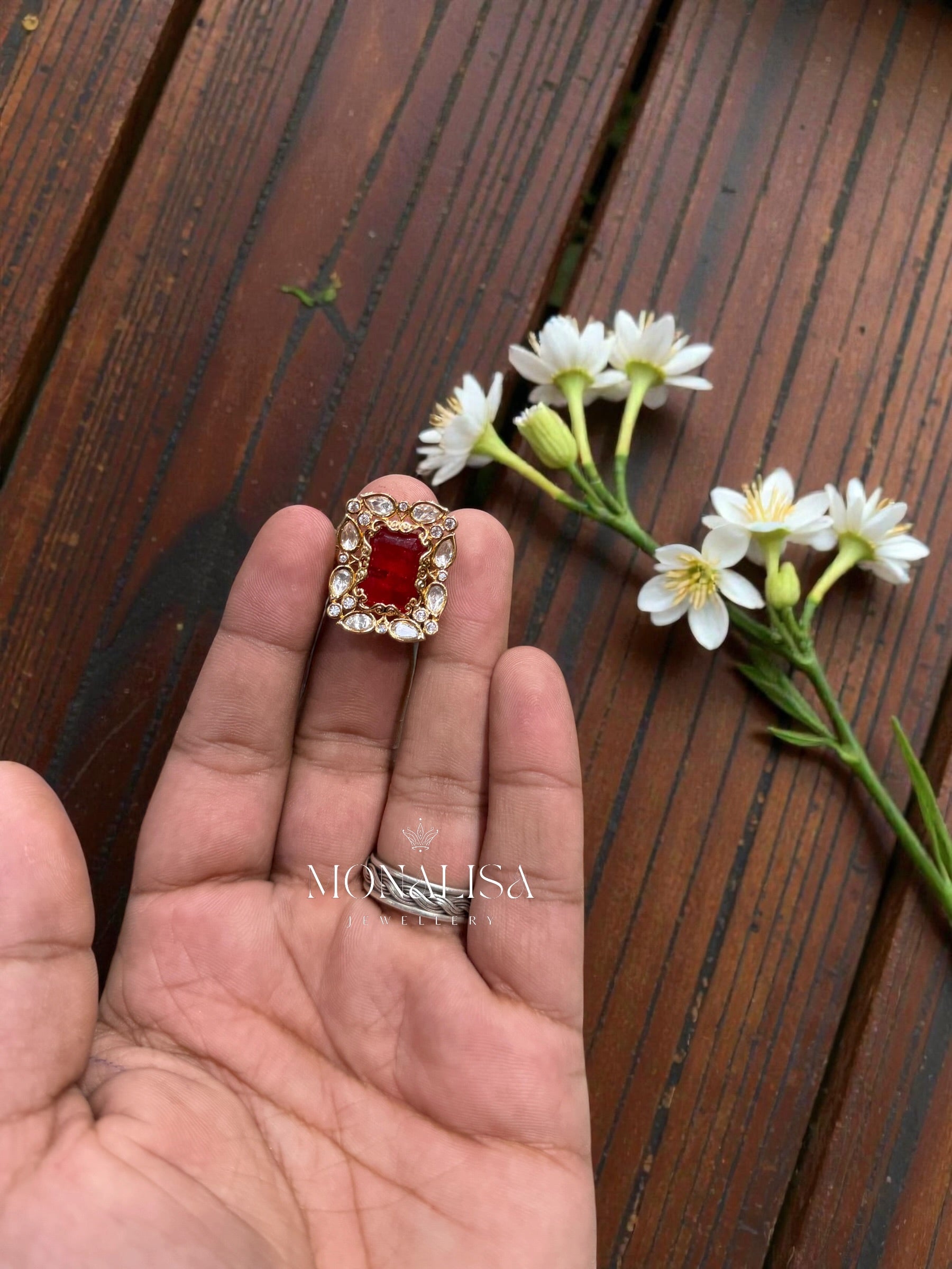 Ridha Polki Designer Ring