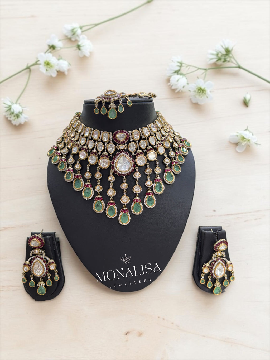 Tisha Polki Designer Necklace Set