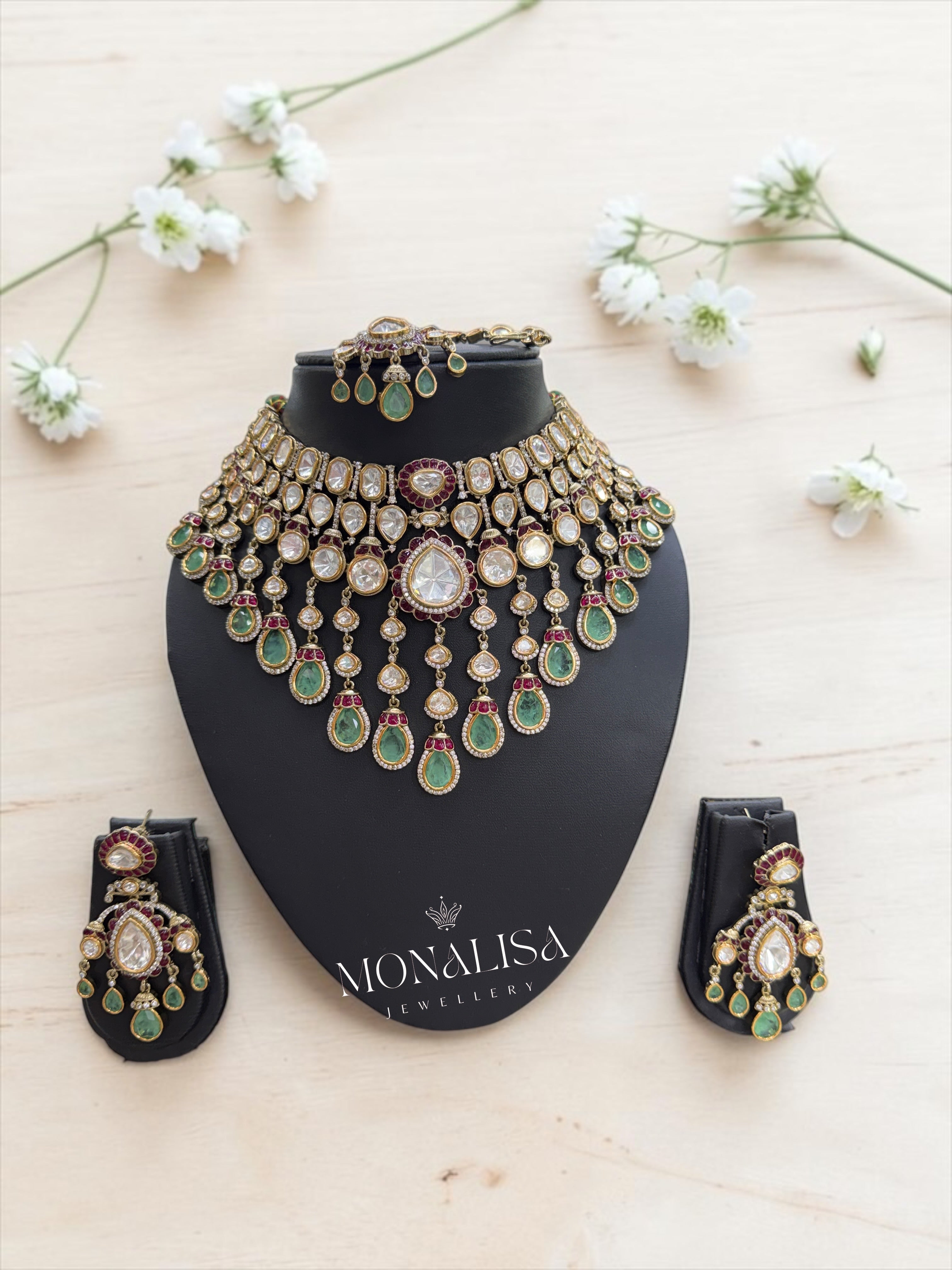 Tisha Polki Designer Necklace Set