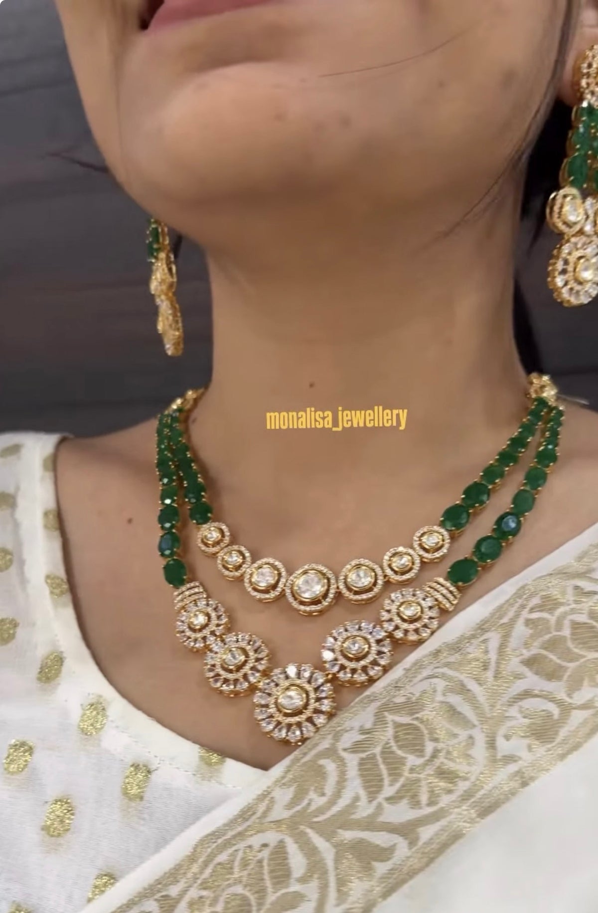 Shriya Green moissanite Necklace Set