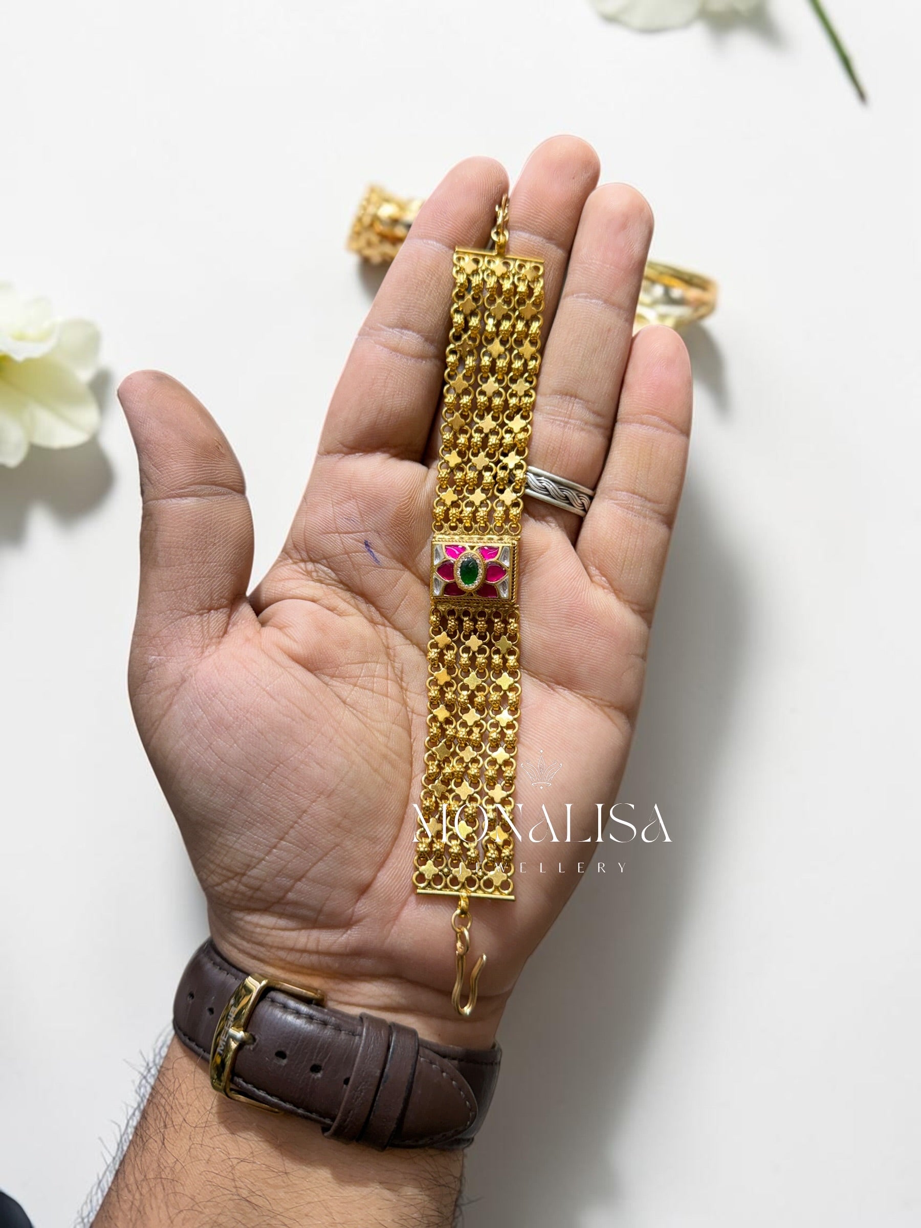 Chandan Ruby Antique Designer Bracelet