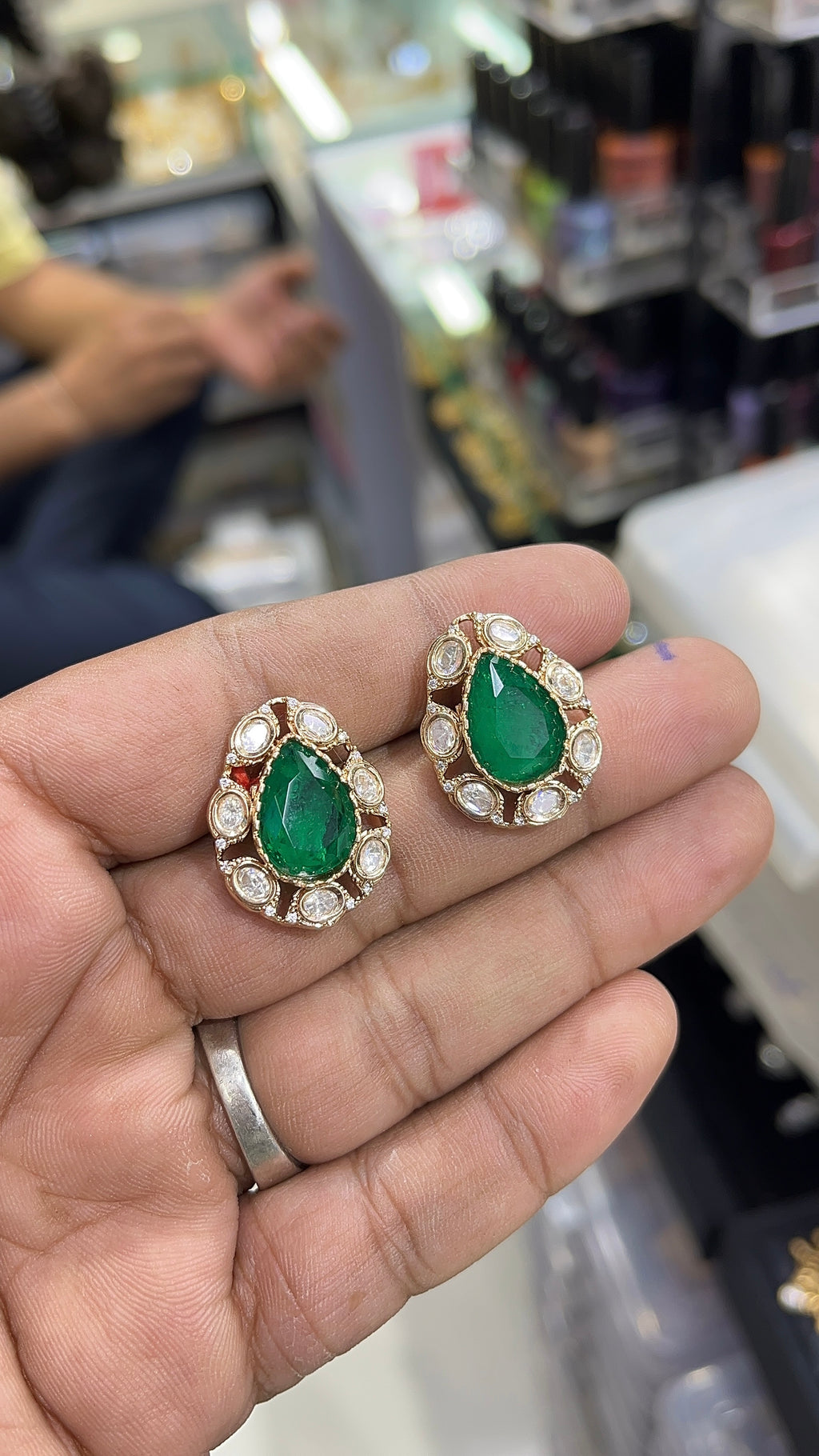 Niva Green Moissanite Drop studs