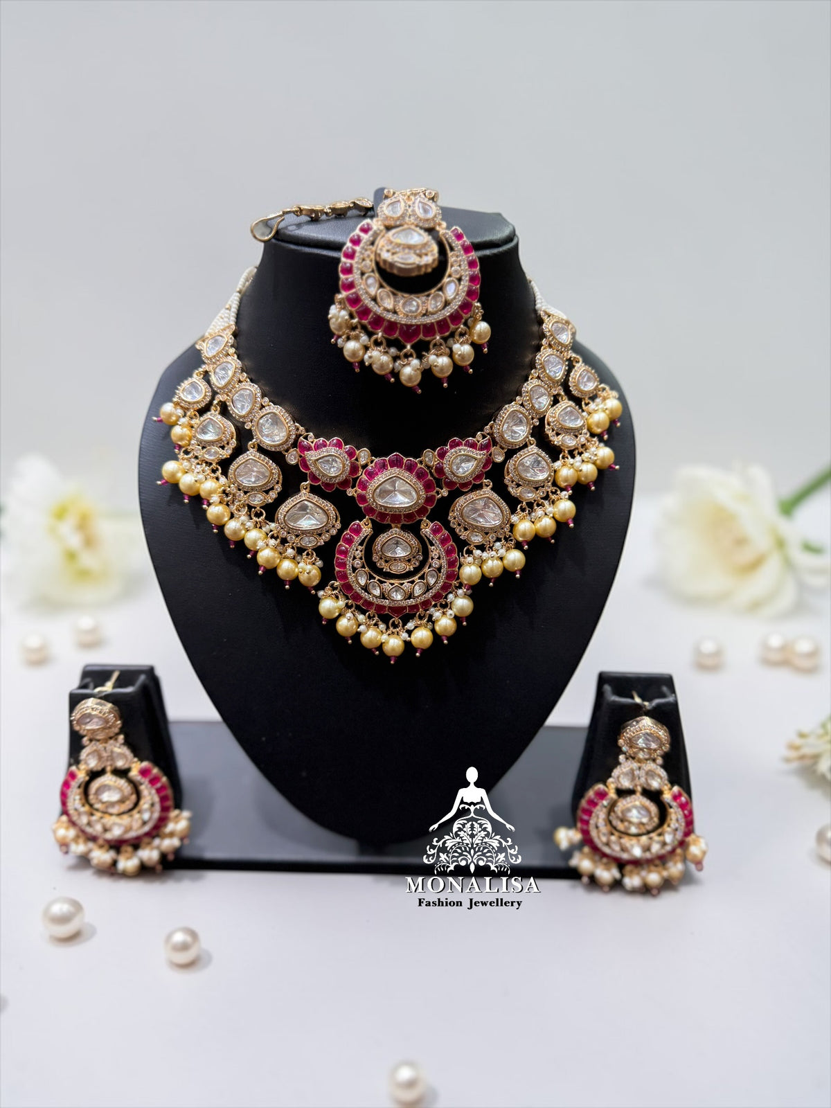 Eva Ruby Polki Designer Necklace Set