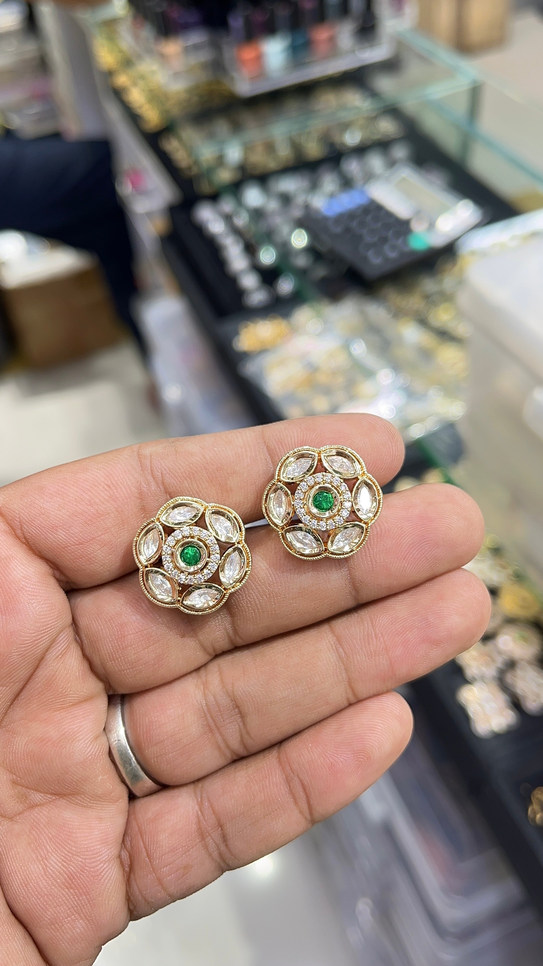 Juhi Green Moissanite Designer studs