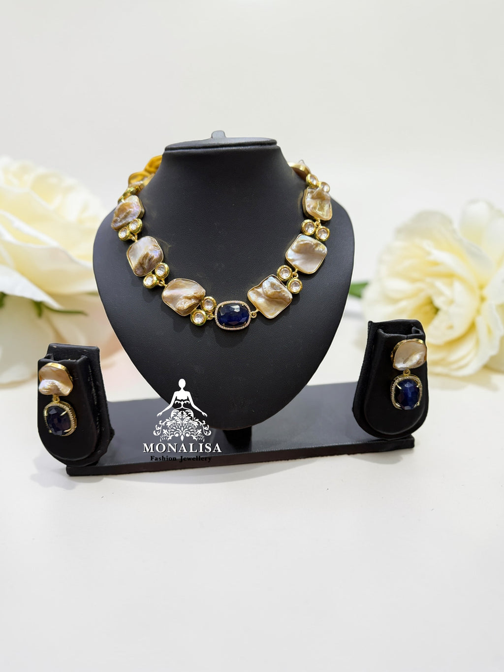 Vanessa Blue Baroque pearl Necklace Set
