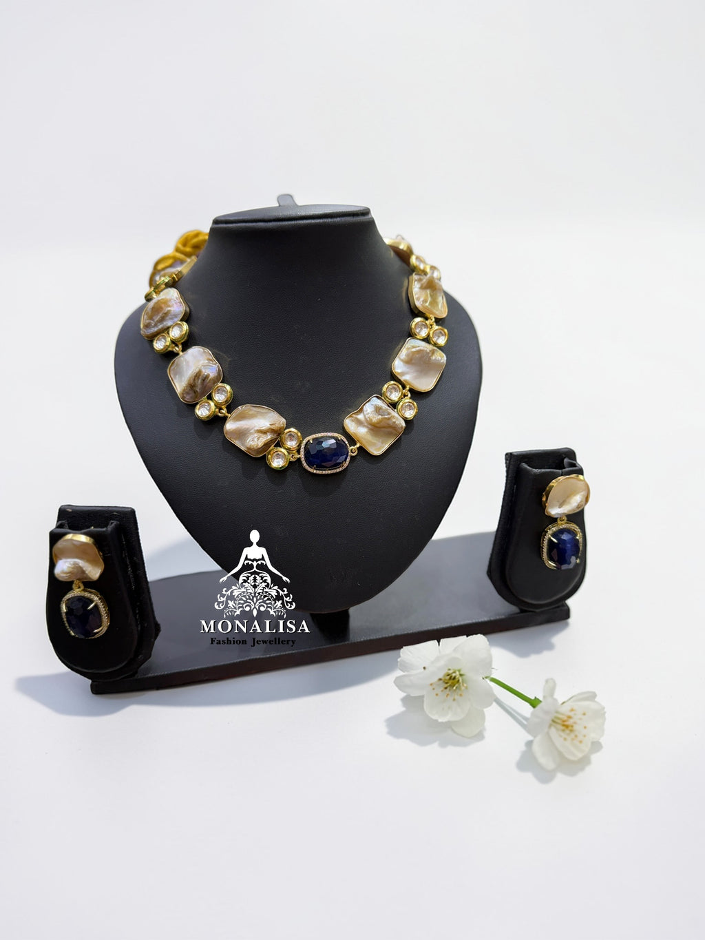 Vanessa Blue Baroque pearl Necklace Set
