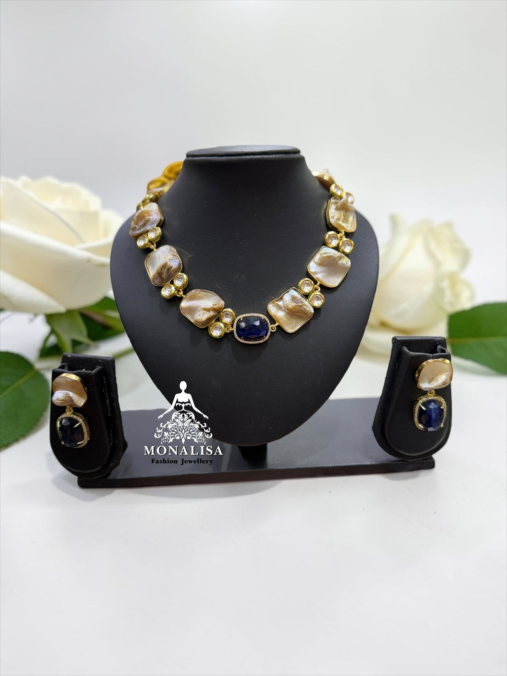 Vanessa Blue Baroque pearl Necklace Set