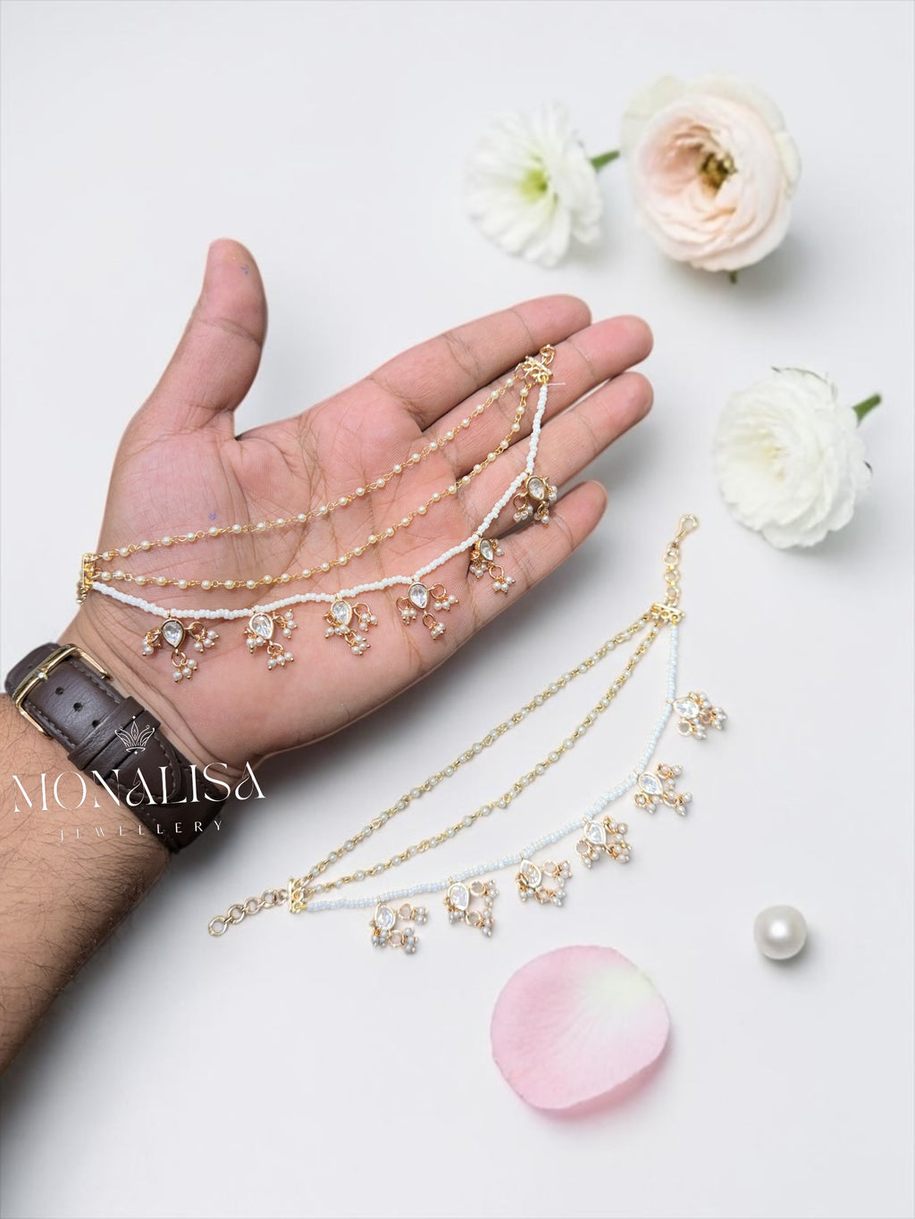 Kripa Polki Designer Ear chain