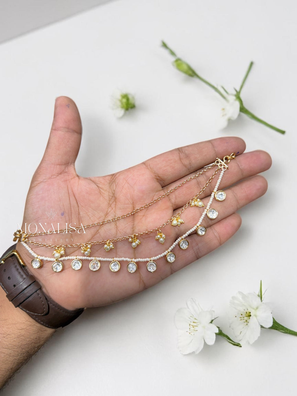Ishaana Polki Designer Ear chain