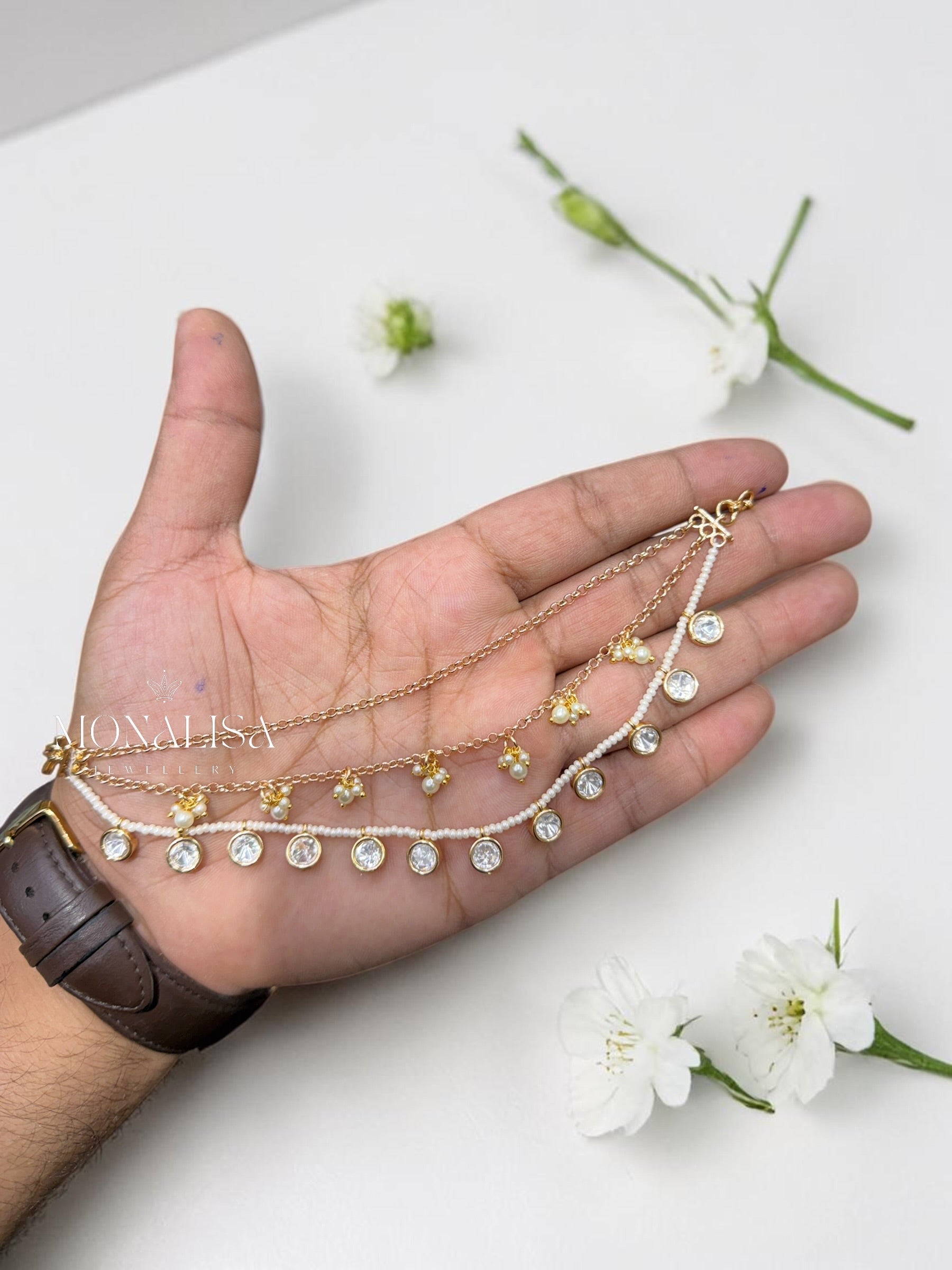 Ishaana Polki Designer Ear chain