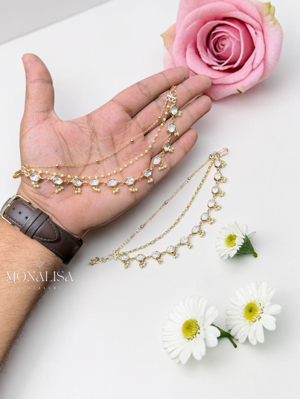 Pankhuri Polki Designer Ear chain