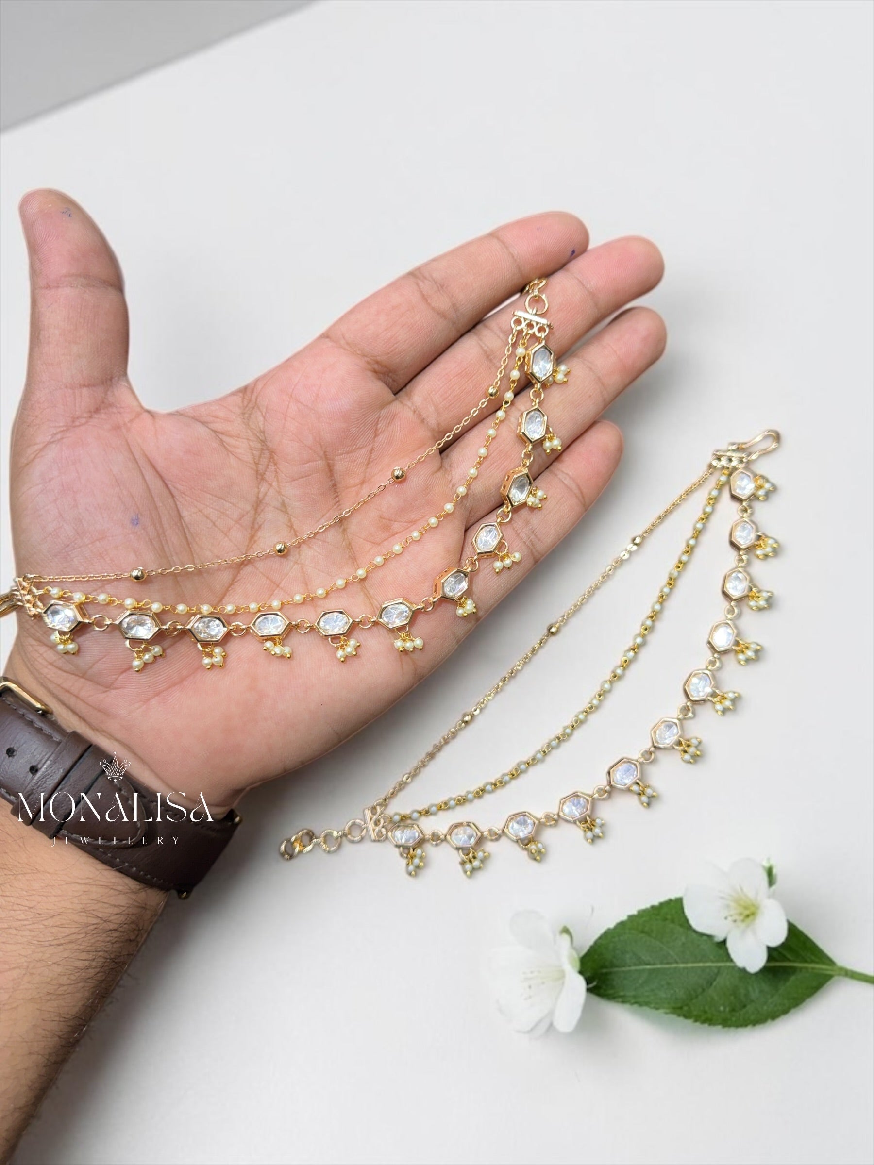 Pankhuri Polki Designer Ear chain