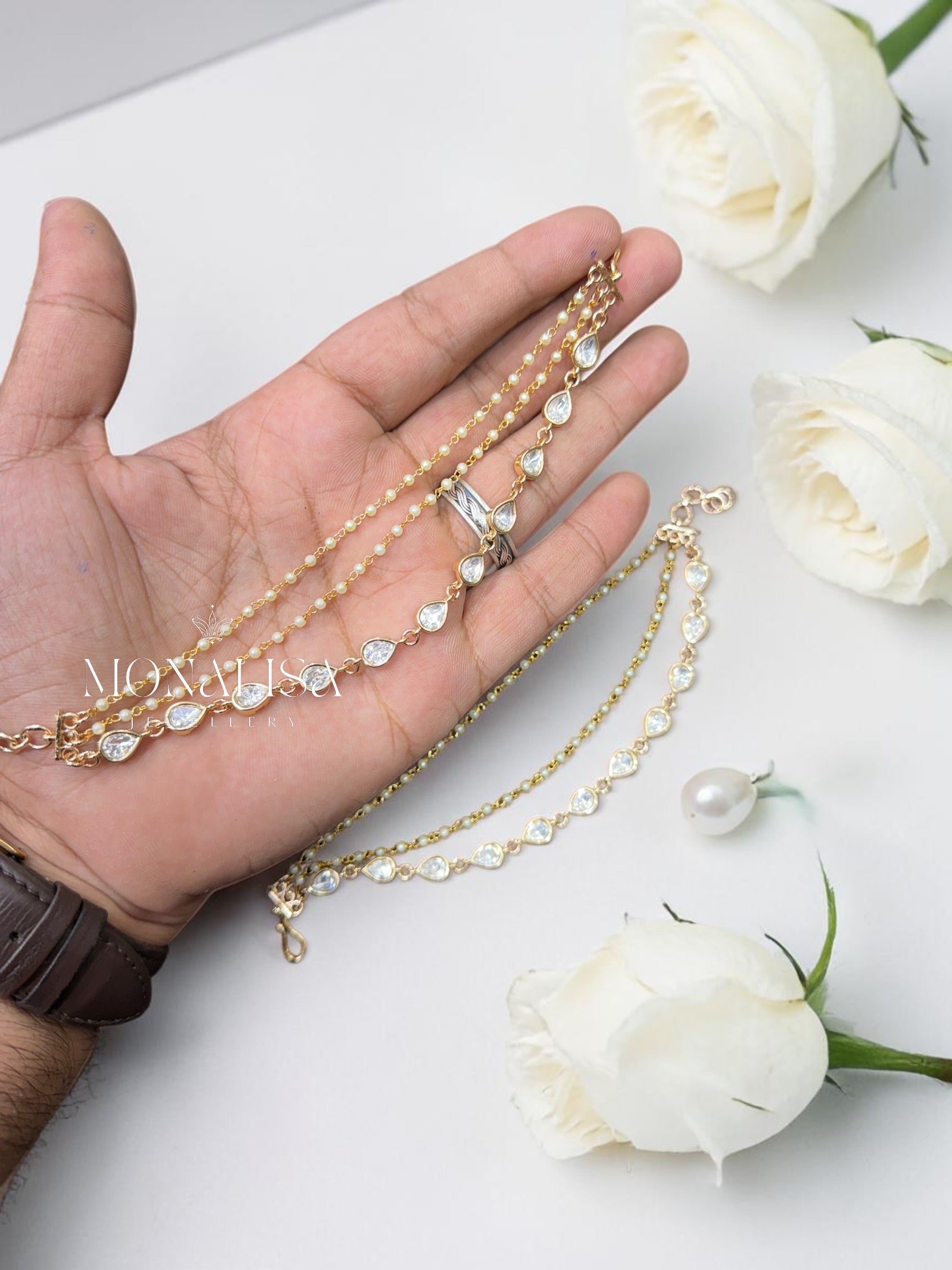 Sikhya Polki Designer Ear chain