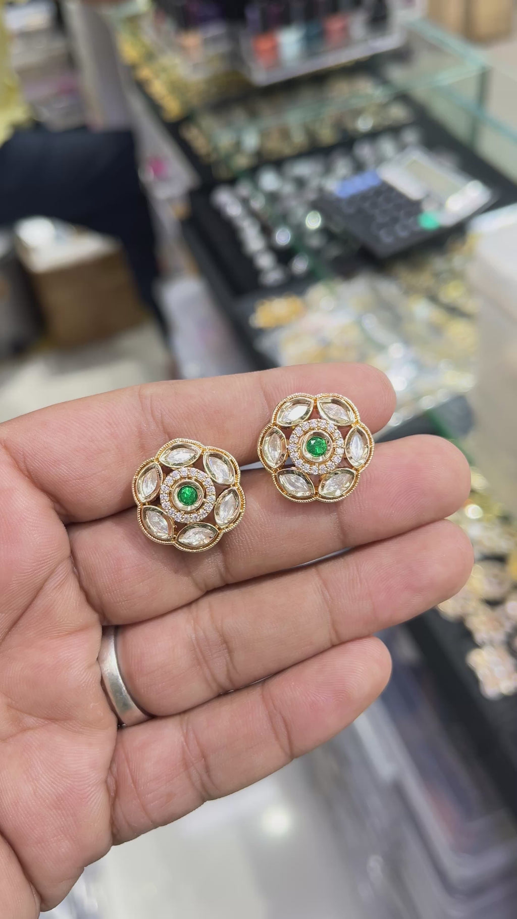 Juhi Green Moissanite Designer studs
