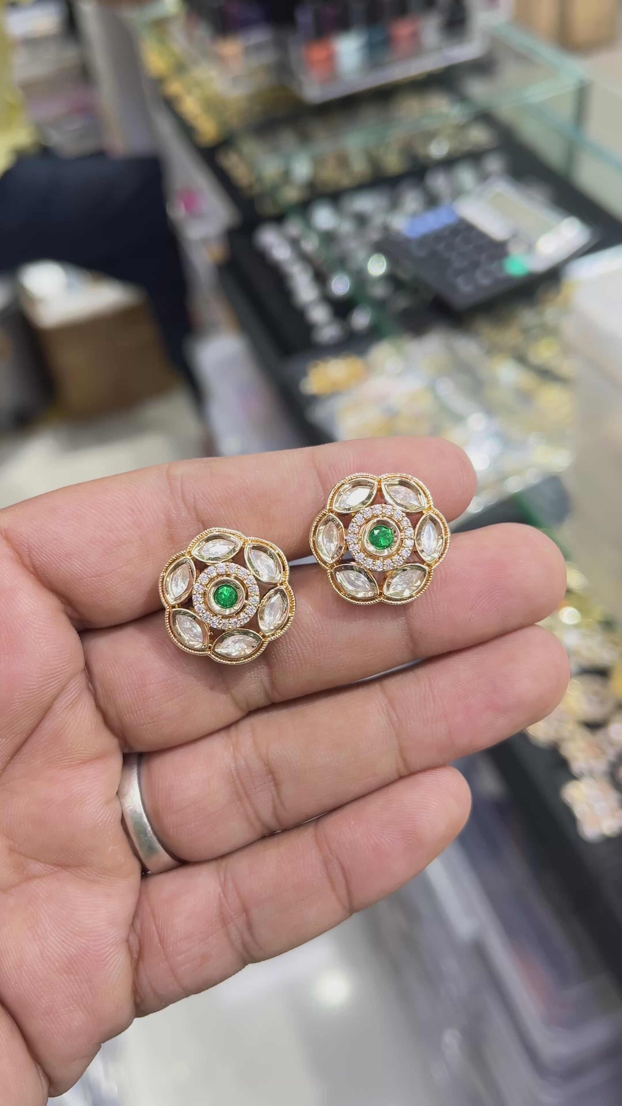 Juhi Green Moissanite Designer studs