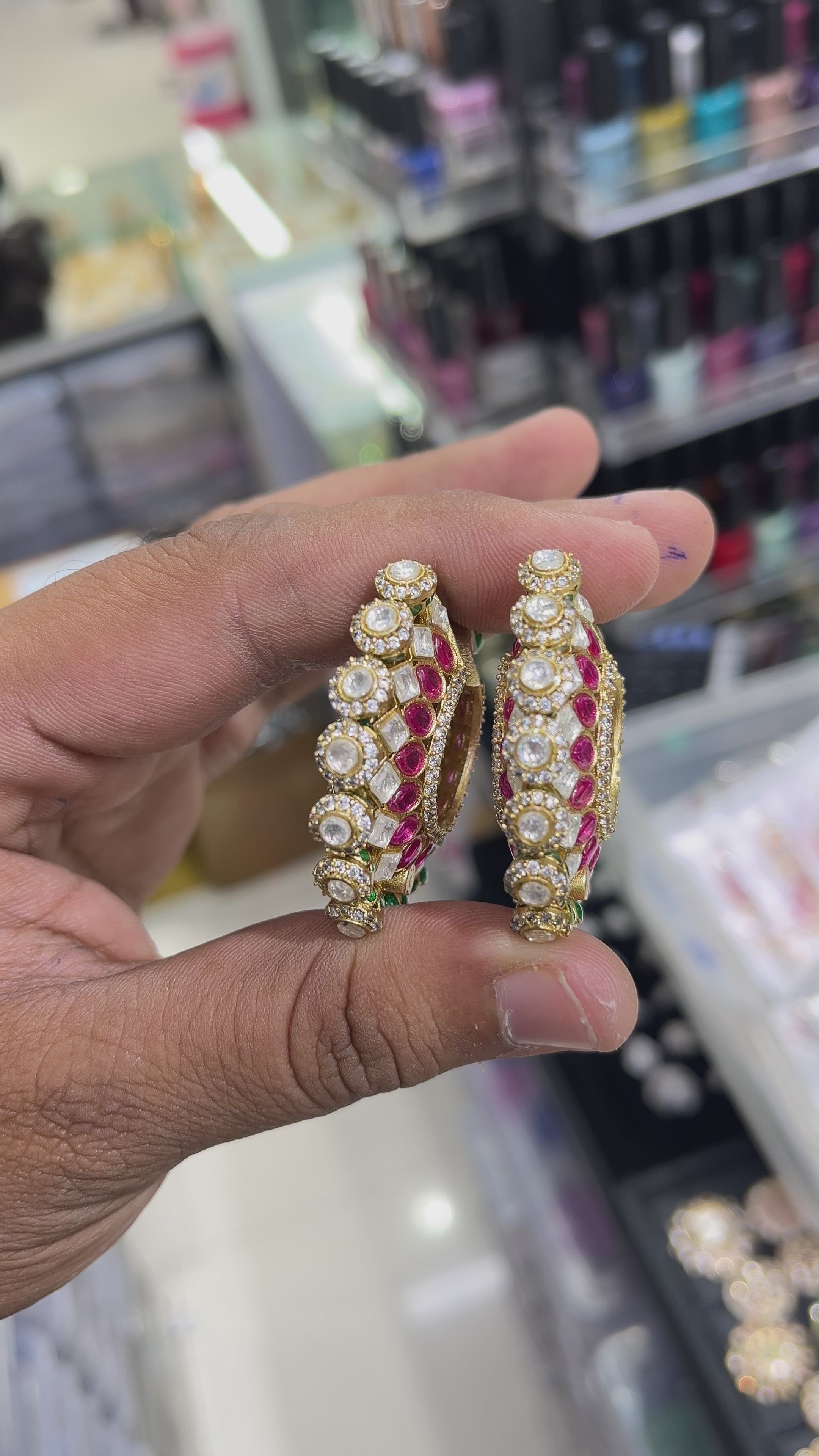 Meenakari Moissanite Bali two way wearable