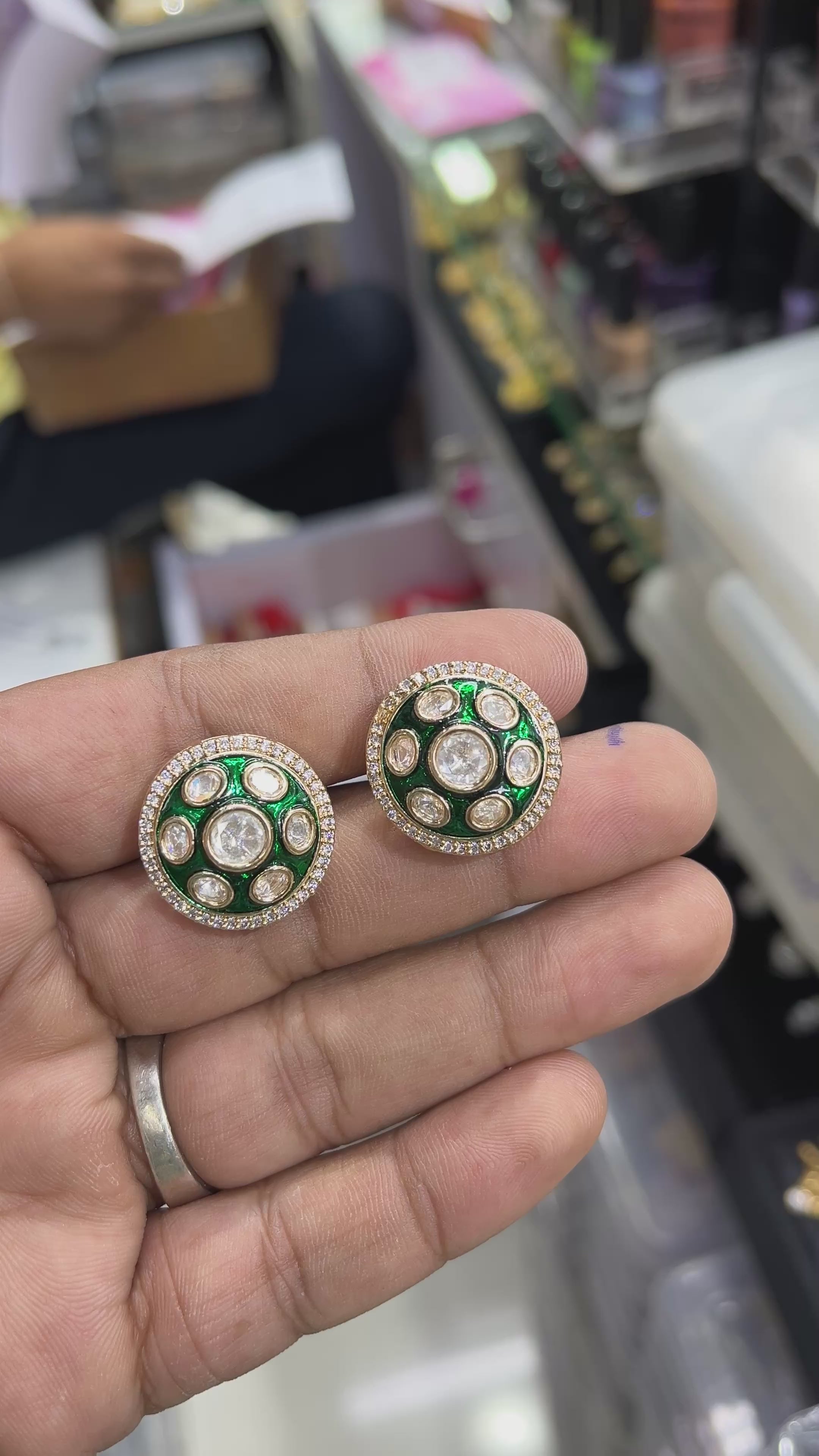 Emerald Green Moissanite Designer studs